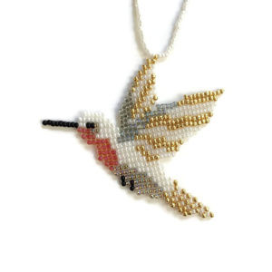 Handmade Ivory & Gold Hummingbird Ornament